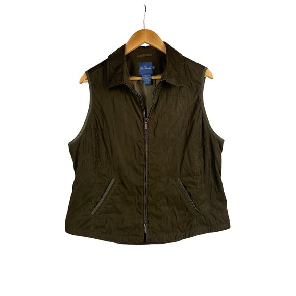 Façonnable Women's Quilted Soft Microsuede Vest XL Brown - Picture 1 of 3